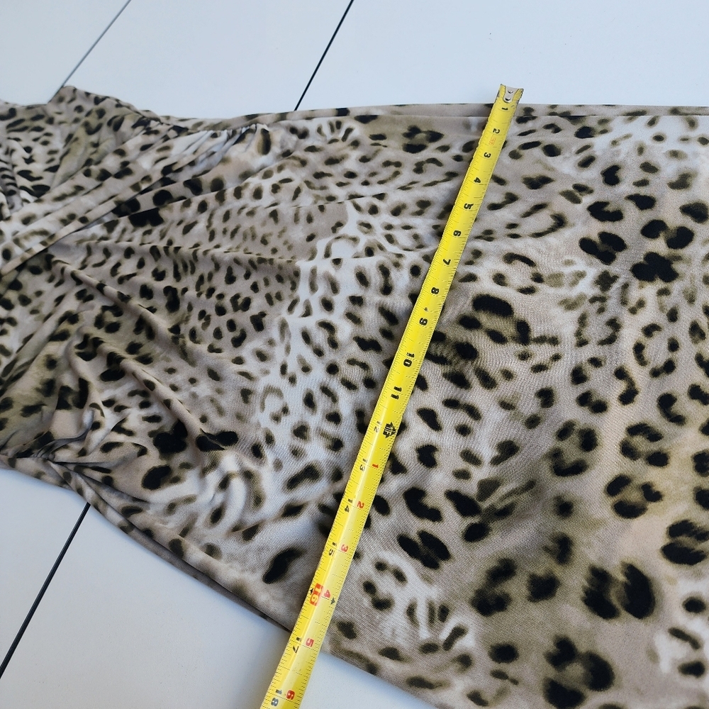 Vince Camuto Leopard Print Sleeveless Ruched Dress Stretch Tan Brown Sz S - Picture 12 of 14